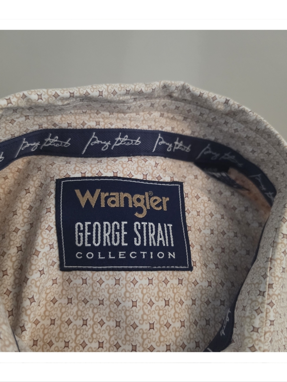 Wrangler George Strait Collection Western Button‑Down Shirt Large Beige Pattern - Picture 8 of 8